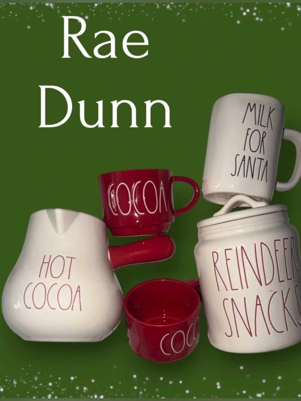 Rae Dunn Christmas Hot Cocoa Set Milk for Santa Reindeer Snacks Canister Mug Set
